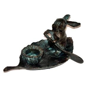 Andrea by Sadek Bronze Bunny on Leaf Boat